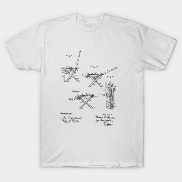 Folding Chair Vintage Patent Hand Drawing T-Shirt by TheYoungDesigns